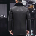 Leather Coat + Mink Fur with Duckdown Lining // Black (XL)