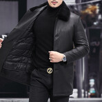 Leather Coat + Mink Fur with Duckdown Lining // Black (XS)