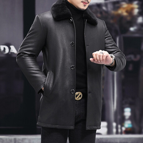 Leather Coat + Mink Fur with Duckdown Lining // Black (XS)