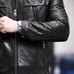 Racer Leather Jacket // Black // Style 2 (XL)