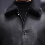 Leather Coat + Mink Fur with Duckdown Lining // Black (L)