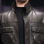 Racer Leather Jacket with Duckdown Lining  // Black // Style 2 (XS)