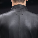 Leather Jacket with Duckdown Lining // Black // Style 3 (L)