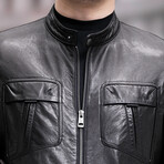 Racer Leather Jacket // Black // Style 2 (4XL)