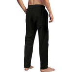 002 Regular Fit Cotton Linen Pants // Black (L)