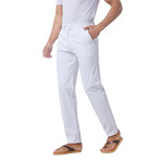 046 Straight Fit Cotton Linen Pants // White (M)