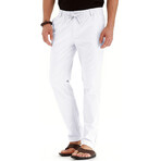 034 Slim Fit Cotton Linen Pants // White (M)