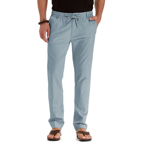 028 Slim Fit Cotton Linen Pants // Light Blue (XS)