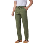 044 Straight Fit Cotton Linen Pants // Green (4XL)