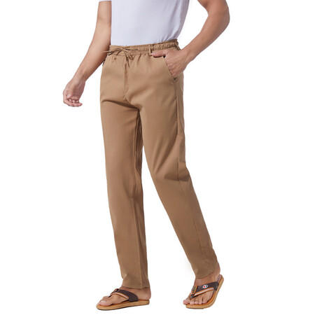 048Straight Fit Cotton Linen Pants // Tan (L)