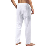 001 Regular Fit Cotton Linen Pants // White (M)