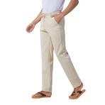 053 Straight Fit Cotton Linen Pants // Beige (2XL)