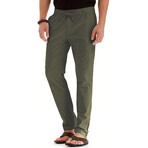 035 Slim Fit Cotton Linen Pants // Green (M)