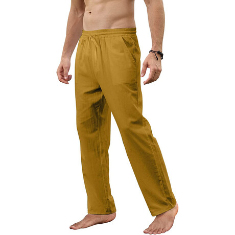 004 Regular Fit Cotton Linen Pants // Tan (L)