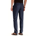 033 Slim Fit Cotton Linen Pants // Navy Blue (S)