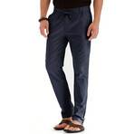 033 Slim Fit Cotton Linen Pants // Navy Blue (S)