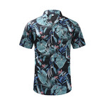 Hawaiian Shirt // Dark Gray + Blue (M)