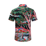 Hawaiian Shirt // Black + Pink + Green (M)