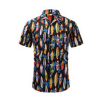 Hawaiian Shirt // Black + Orange (L)