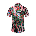 Hawaiian Shirt // Black + Pink + Green (M)