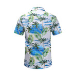 Hawaiian Shirt // White + Blue + Green (M)