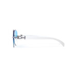 Unisex Blue Swarovski Sunglasses // Silver + White Wood