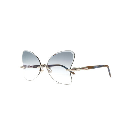 Women's Butterfly Pearl Collection // Silver + Brown & Blue Acetate