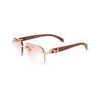 Men's Brown Swarovski Sunglasses // 24kt Gold Plated + Brown Cherry Wood
