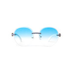 Unisex Blue Swarovski Sunglasses // Silver + White Wood