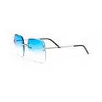 Men's Vintage Classis C Square Sunglasses // Silver + Blue