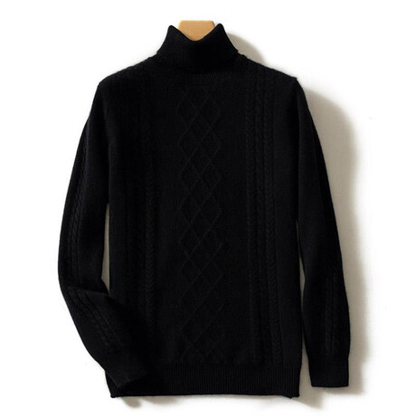 Turtleneck Cashmere Sweater // Black (XS)