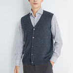 V-Neck Cardigan Cashmere Vest // Dark Gray (XS)