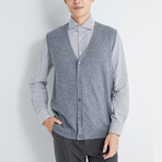 V-Neck Cardigan Cashmere Vest // Gray (XS)