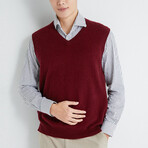 V-Neck Cashmere Vest // Red (S)