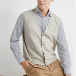 V-Neck Cardigan Cashmere Vest // Beige (S)