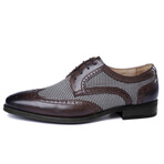 Brogue Men Dress Shoe // Brown + Nailshead Pattern (Euro: 38)