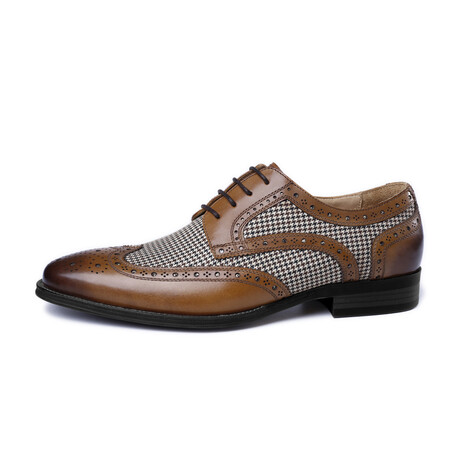 Brogue Men Dress Shoe // Tan + Nailshead Pattern (Euro: 38)
