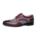 Brogue Men Dress Shoe // Burgundy + Nailshead Pattern (Euro: 44)