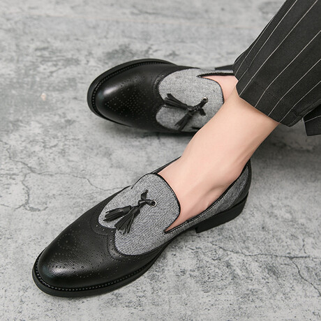 Loafers Men Dress Shoe // Black + Gray (Euro: 44)