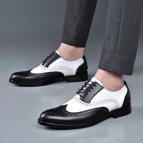 Brogue Men Dress Shoe // Black+ White (Euro: 38)