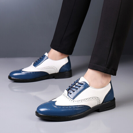 Brogue Men Dress Shoe // Blue+ White (Euro: 38)