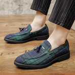 Loafers Men Dress Shoe // Plaid Green + Blue (Euro: 38)