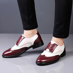 Brogue Men Dress Shoe // Burgundy + White (Euro: 38)