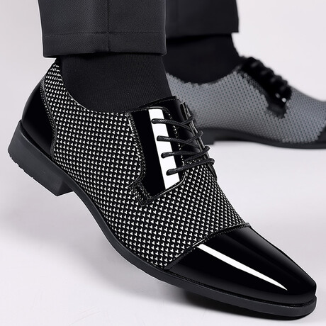 Oxford Men Dress Shoe // Black + Gray Nailshead Pattern (Euro: 41)