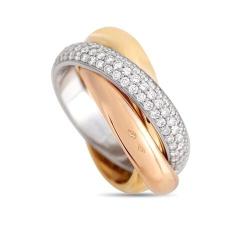 Cartier // Trinity 18K Yellow Gold + 18k White Gold + 18k Rose Gold Diamond Ring // Ring Size: 5 // Estate