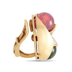 Bulgari // 18K Yellow Gold Diamond + Tourmaline Clip-On Earrings // Estate