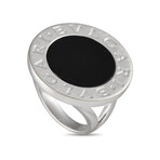 Bulgari // 18K White Gold Onyx Ring // Ring Size: 7.75 // Estate