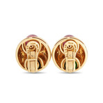 Bulgari // 18K Yellow Gold Diamond + Tourmaline Clip-On Earrings // Estate
