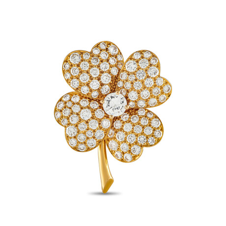 Van Cleef & Arpels // Cosmos 18K Yellow Gold Diamond Pendant Brooch // Estate