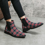 Chelsea Men Dress Boot // Plaid Red (Euro: 42)